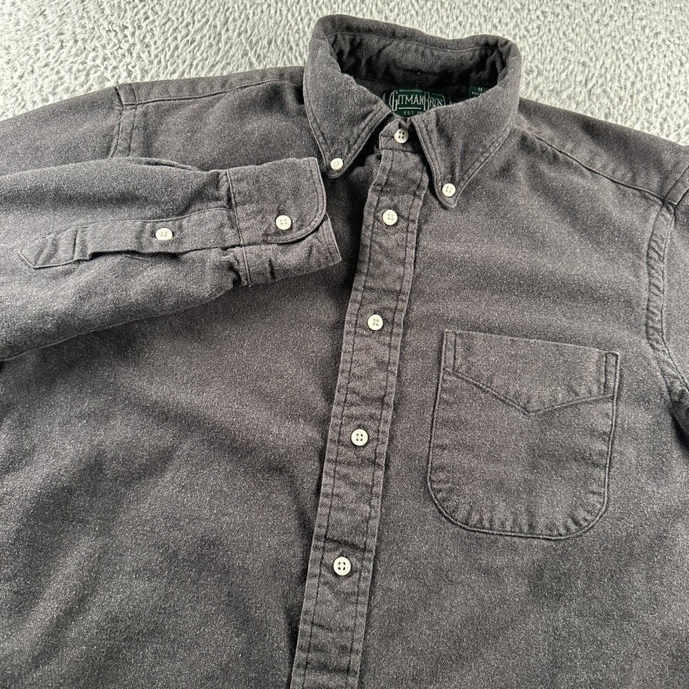 Gitman Bros FlannelShirt Mens M Vintage Button Down Gray Chest Pocket USA